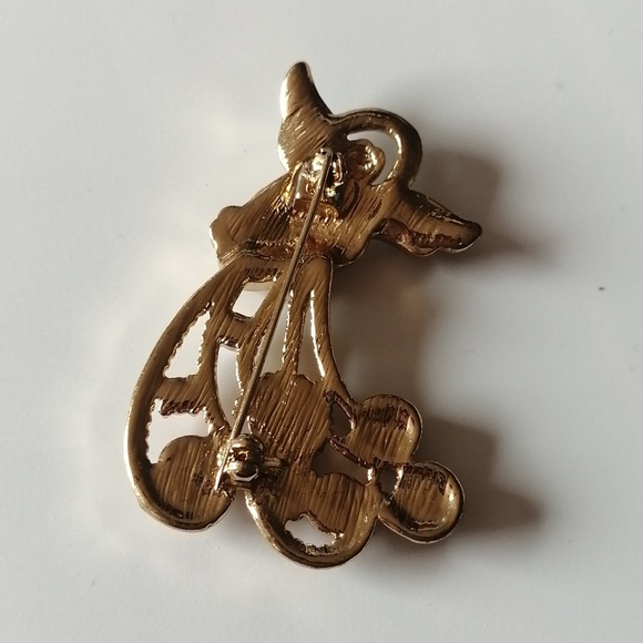 Vintage Angel Brooch Pin AB Aurora Borealis Rhinestone Goldtone Unisex - Picture 7 of 10